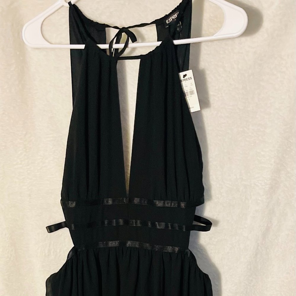 Express Strappy Halter Plunge Maxi Sheath Dress